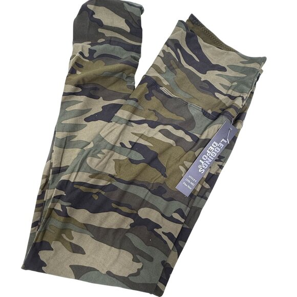 Camo Print Plus Size XL Leggings Depot Elastic Waistband Stretchy Athleisure - Picture 1 of 4